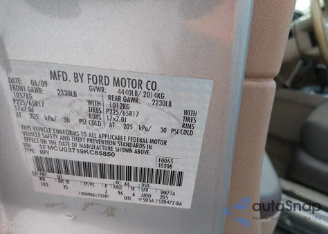 2009 Ford Escape Xlt from USA, damaged, VIN 1FMCU03719KC85850